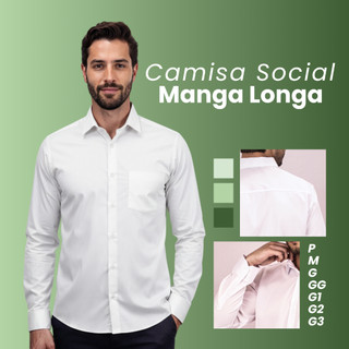 Camisa Social Manga Longa Masculina Forma Tradicional