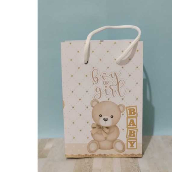 Sacolinhas Surpresa & Personalizadas Lembrancinhas - Tema: Cha Revelação Ursinho Bege-  Pegue & Monte.