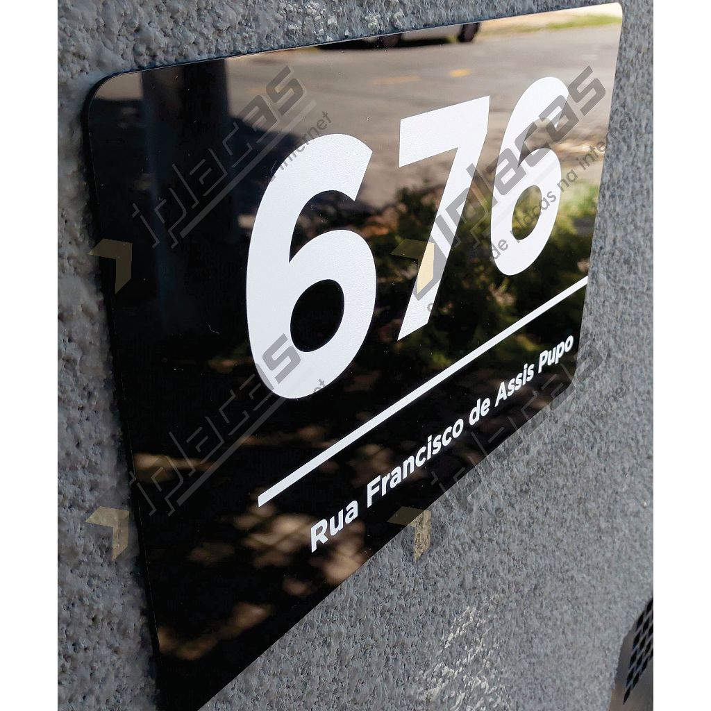 Placa Número de Casa em Acrílico 25x15 Preto ou Branco Para Endereço , Condomínios e empresa, Galpão, Loja