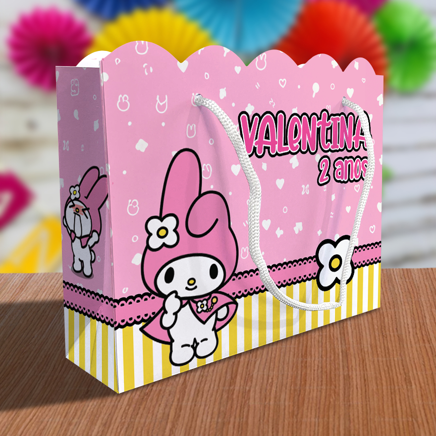 Sacolinha My Melody Ondulada Personalizada Lembrancinha Kit Festa Sacola Hello Kitty
