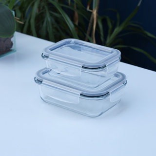 Kit 02 Potes de Vidro Com Tampa  Hermética 370 + 640 ML - Marmita Fitness em Oferta na Shopee