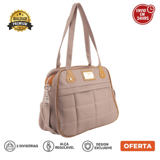 Bolsa Feminina Média de Ombro e Transversal com 2 Alças e 2 Divisórias Não Descasca em Oferta na Shopee