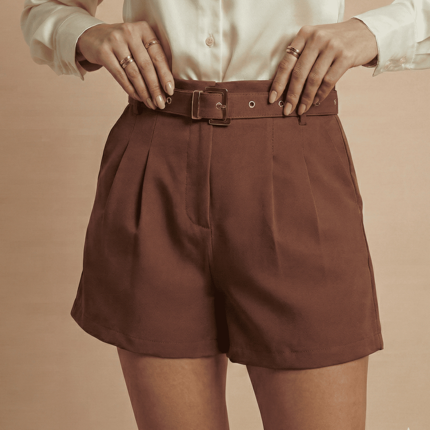 Short Alfaiataria Plus Size com Cinto Plus Size Feminino 2026/2027