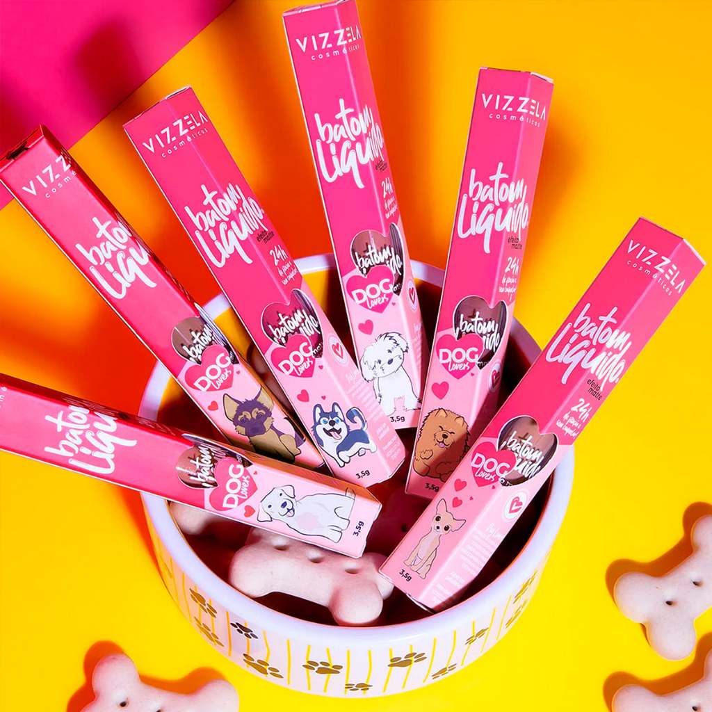 Batom Líquido Dog Lovers Efeito Matte Longa Duração Vegano Original Vizzela em Oferta na Shopee