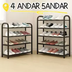 Sapateira 4/5 Andares Organizador de Sapatos Tênis 8/10 Pares Desmontável Multiuso para Sapatos, Livros e Brinquedos