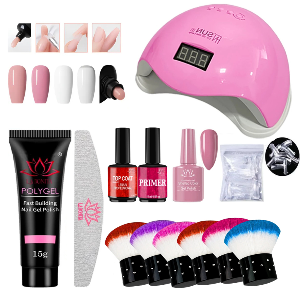 Kit Polygel Unha cabine sun led/UV Molde F1 Lixa de tips Unhas Postiça Profissional em Oferta na Shopee