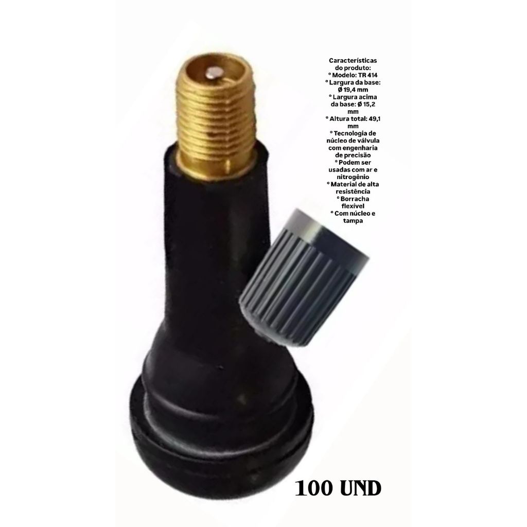 Bico Válvula Tr 414 Pneu S/ Camara - Pct C/ 200 Pçs · foto 2