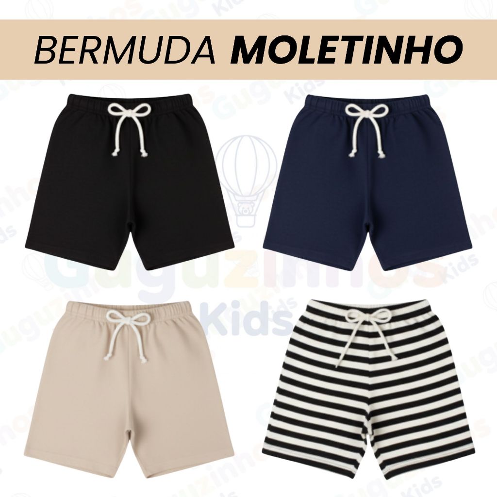 Kit Bermuda Infantil Menino Algodão Cores Sortidas - Roupa Infantil Masculina Promoção em Oferta na Shopee