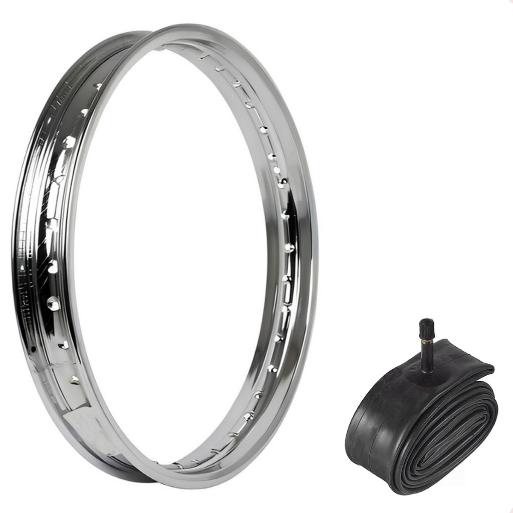 Aro 14 Cromado P/ Roda Traseira Biz 100 110 125 Pop 100 110 C/Câmara