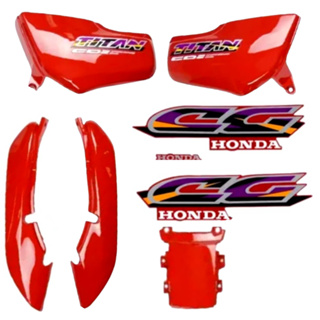 Kit Carenagem Cg Titan 125 Vermelha 95 96 97 98 99 Par Tampas Laterais + Rabeta Completa + Adesivos em Oferta na Shopee
