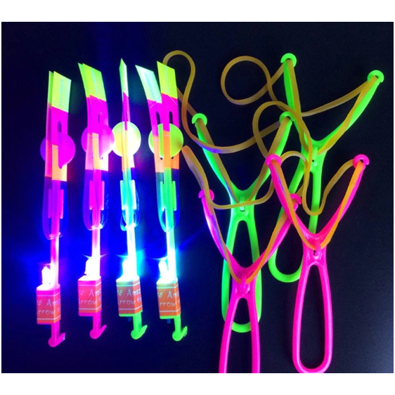 Kit 24/ Avatar voador Foquetinho Estillingue Voador Rotativo Helicóptero de LED Foguete Luminoso