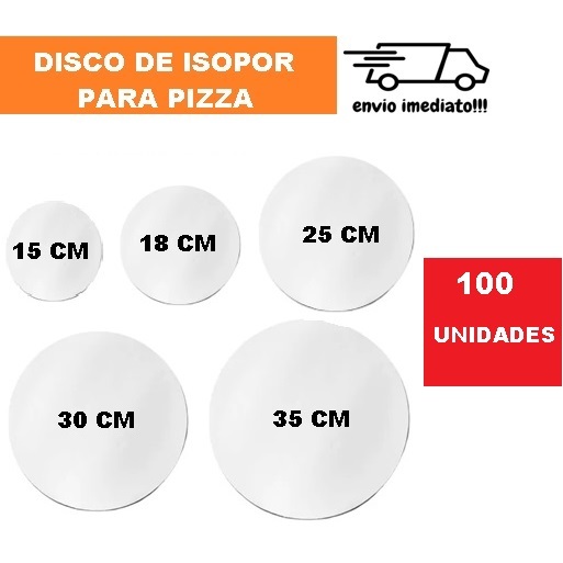 Disco de Isopor Descartável para Bolo Pizza e Frios - Com 100 unidades
