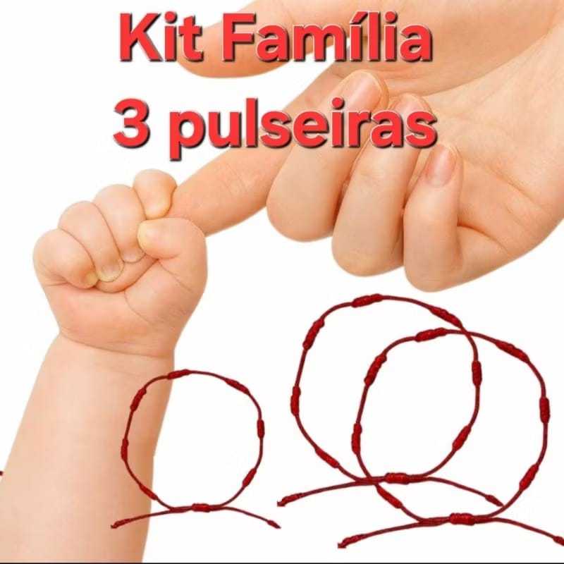 Kit Família pulseira kabbalah 7 nós. 2 adultos 1 criança. em Oferta na Shopee