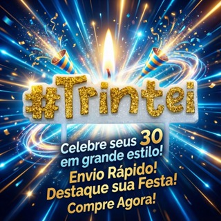 Vela de Aniversário 30 Anos #Trintei Branca com Dourado em Oferta na Shopee