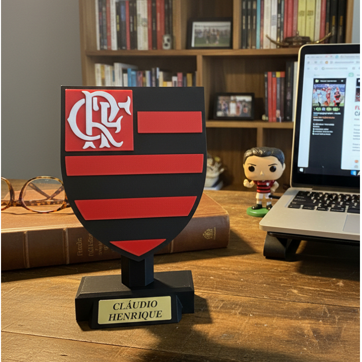 Souvenir Flamengo Mengo | Troféu Escudo Mesa Personalizado | Entrega Rápida