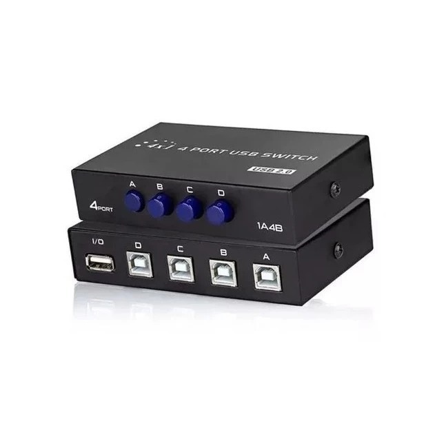 Switch Hub Switcher Abs 4 Portas Usb 2.0 Tipo-b Impressora