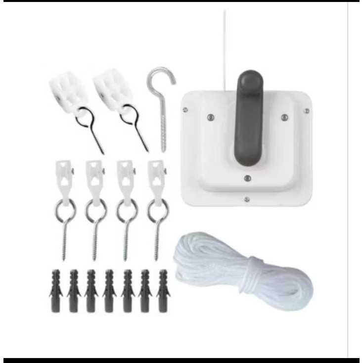 Kit Instalação Completo Varal De Teto Corda com ou sem Manivela