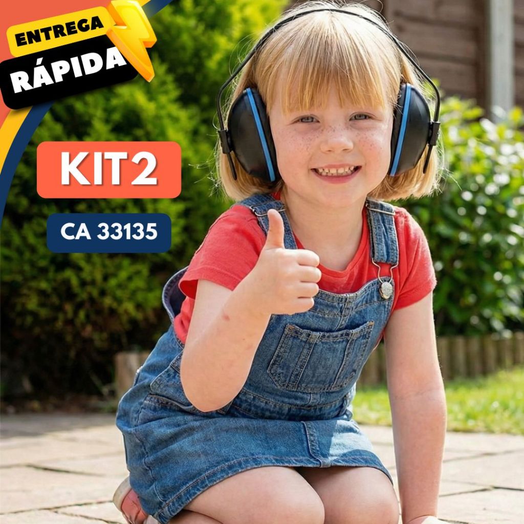 Kit Abafador Auricular para Autismo Obra Construção Criança Autista EPI Confortável