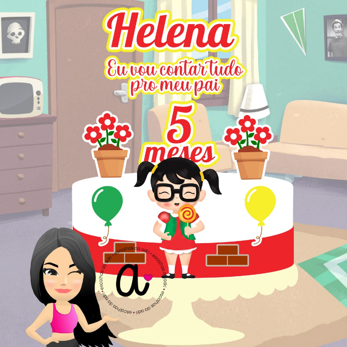 Topo de bolo / Topper de bolo / Enfeite de bolo Chiquinha Chaves / Mesversario em Oferta na Shopee