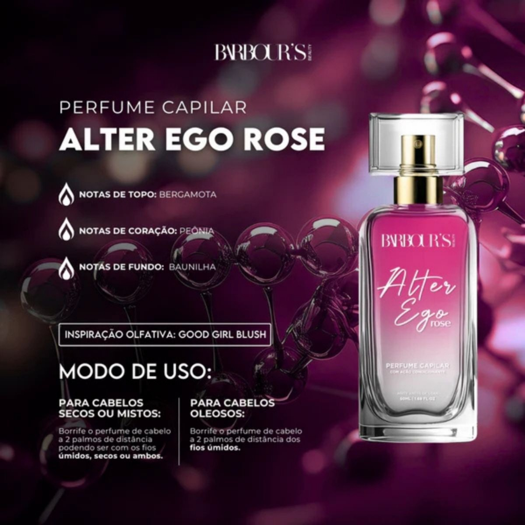 Perfume Capilar e Finalizador Condicionante Spray Termoativo Barbour’s Beauty Alter Ego Rose 50mL em Oferta na Shopee