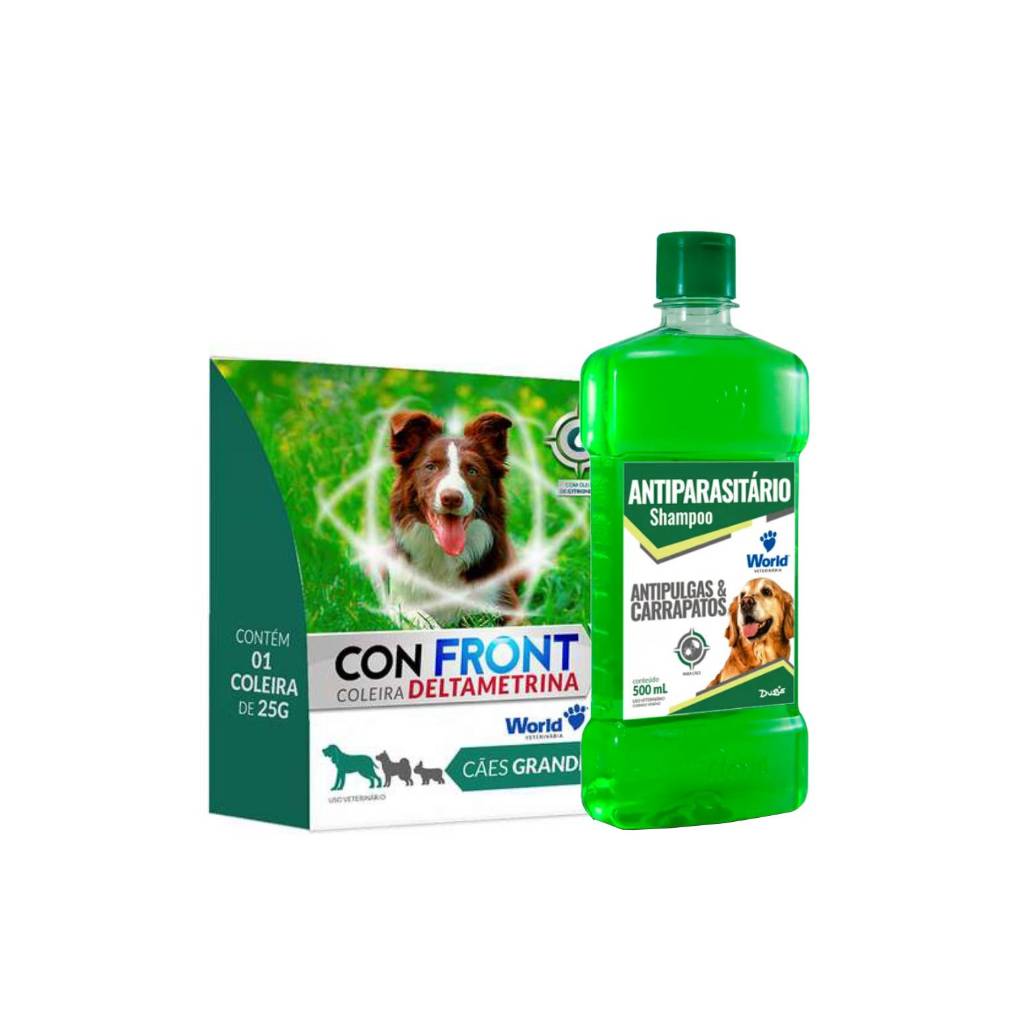 Detalhes do Shampoo E Coleira Dugs Antipulgas Carrapatos Para Cães World
