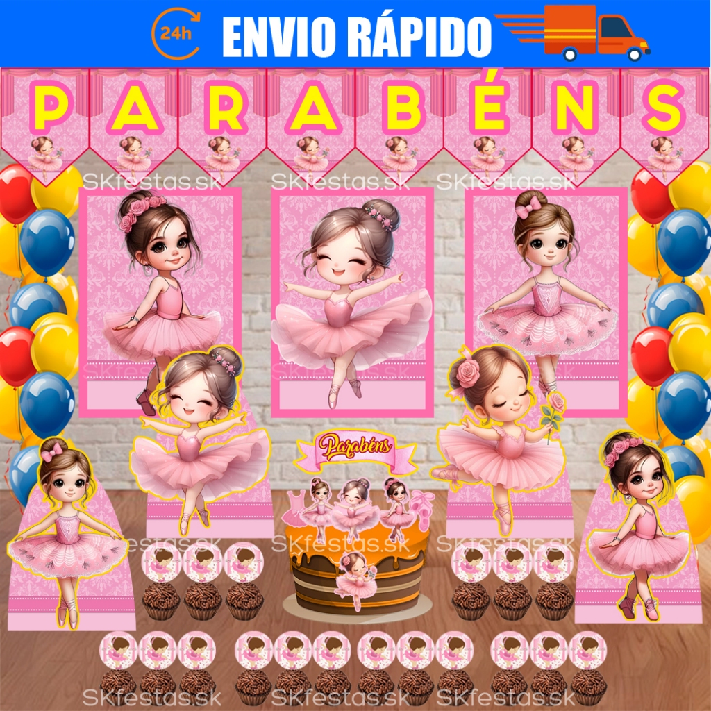 Kit Festa - Bailarina - Cute - Aniversário - Festa - Mêsversário em Oferta na Shopee