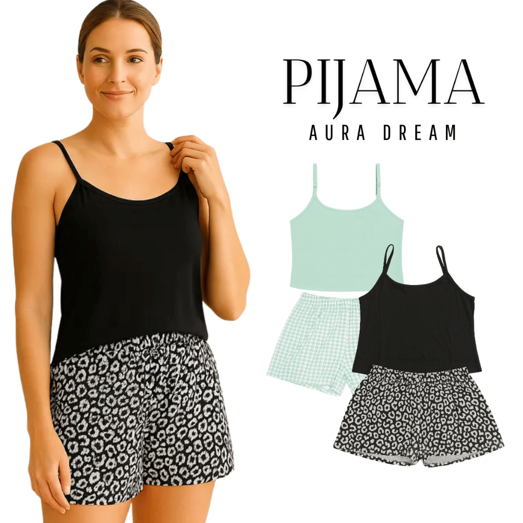 Pijama Feminino Adulto Verão Alcinha Manga Alcinha Conjunto Leve Confortável Estiloso