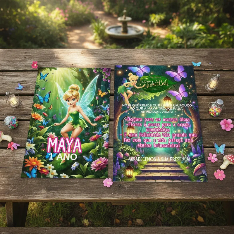 Tinker Bell - aesthetic - Plaquinha de Mesa Personalizada para Festa Infantil Instagramável - Sininho - Aniversário