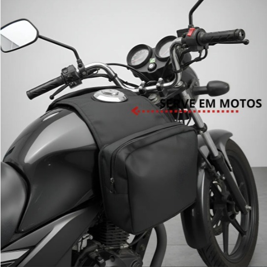 Bolsa de Tanque Moto Impermeável Fácil Instalar 2 Bolsos Laterais Prática Para Motoqueiro e delivery