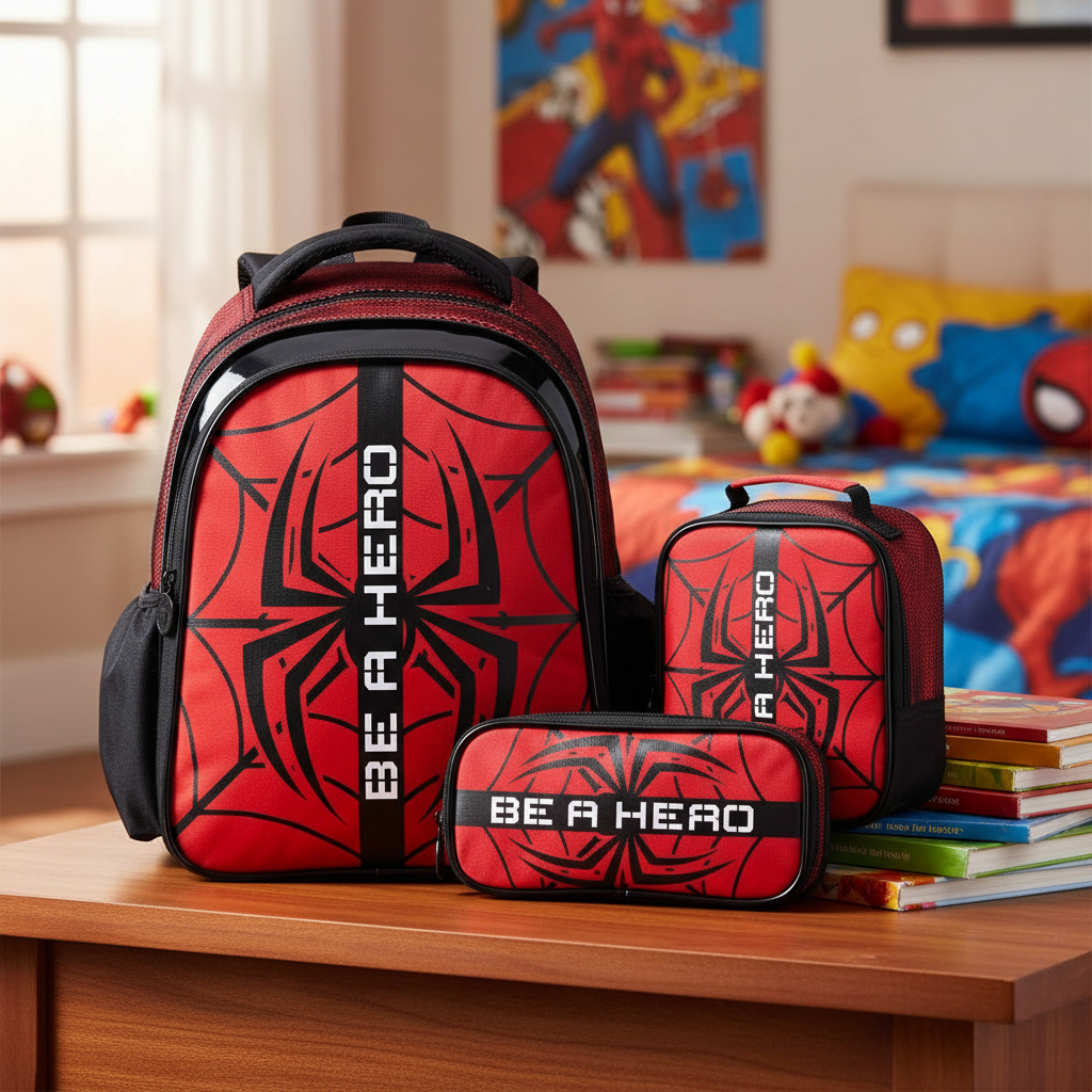 Kit Mochila Costas Grande Escolar Masculina 17l Homem Aranha Com Lancheira E Estojo Spider Hero em Oferta na Shopee