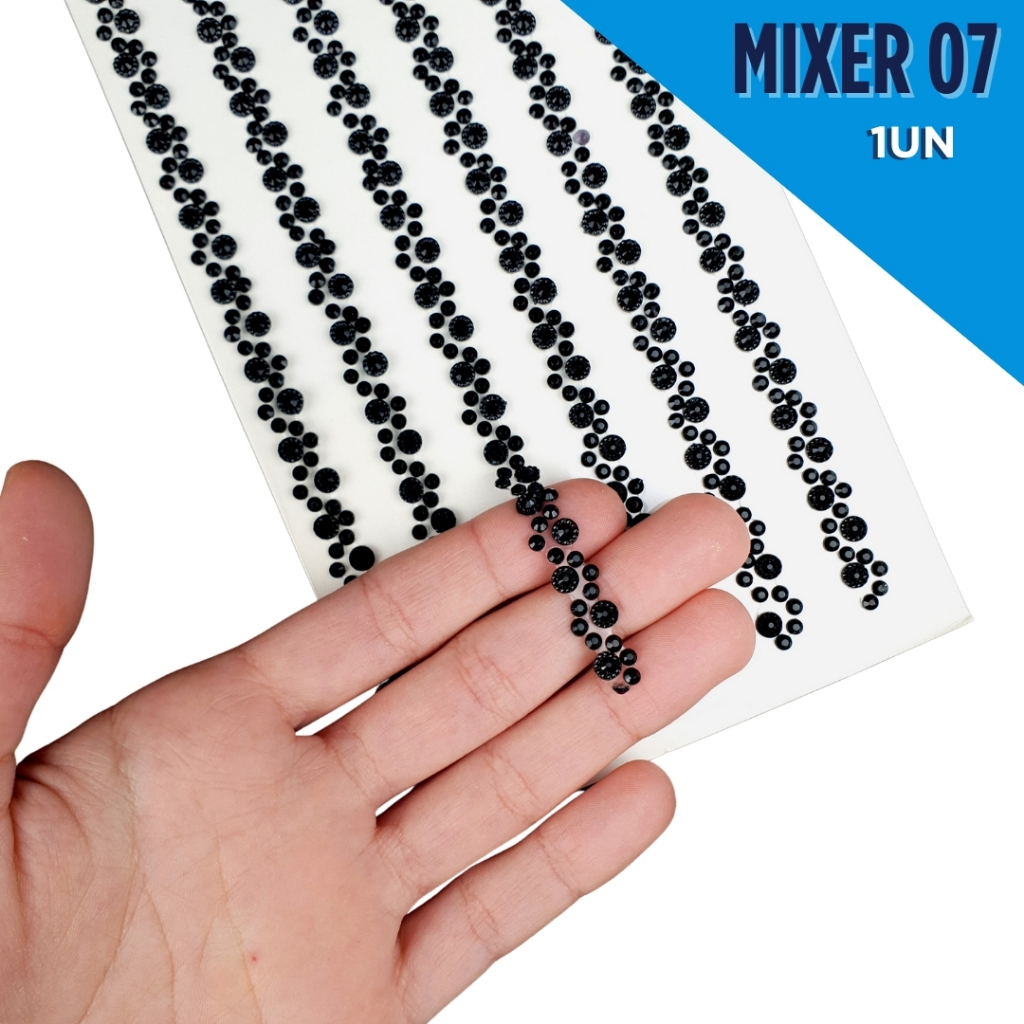 Cartela Adesiva Pedrarias 3D Para Artesanato, Laços, Unhas, Customização e Decoração MMIXER-07 - NL