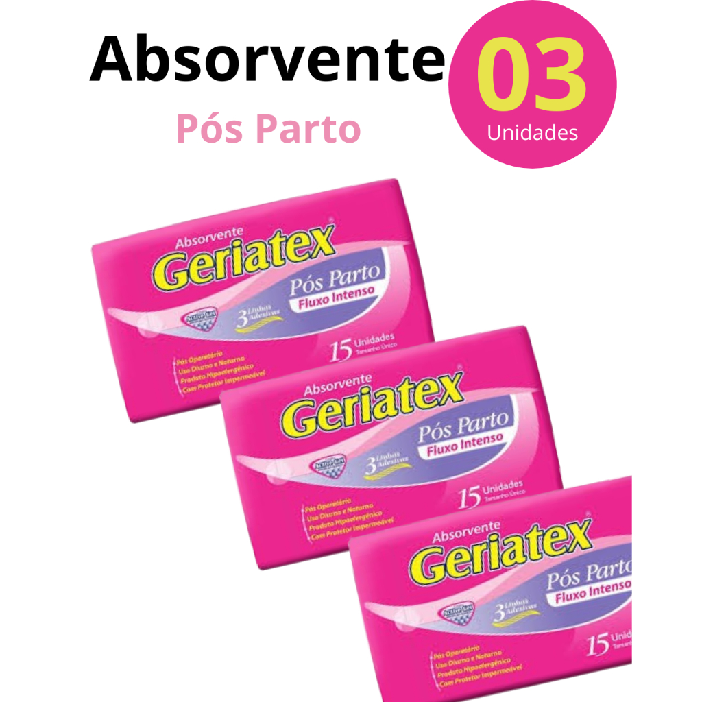 Absorvente Geriatex Rosa Pós Parto Alto Fluxo Maternidade 3uni