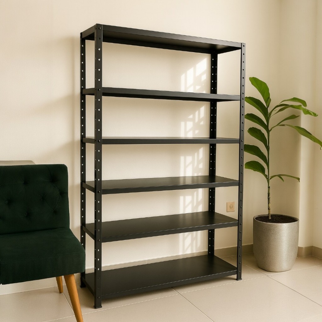 Estante Armário Prateleira 90cm  Preto6 Bandejas Aço em Oferta na Shopee