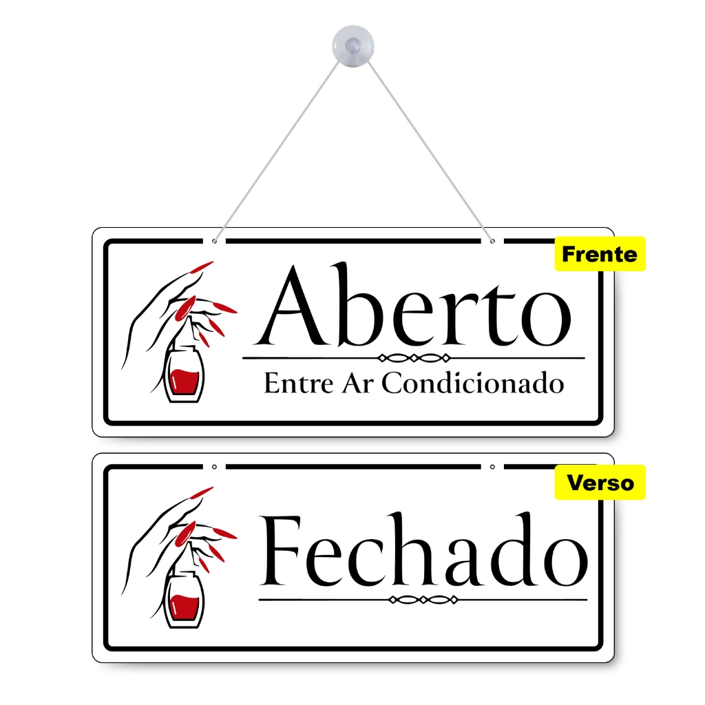 Placa Aberto Fechado Manicure Entre Ar Condicionado Salão