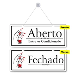 Placa Aberto Fechado Manicure Entre Ar Condicionado Salão