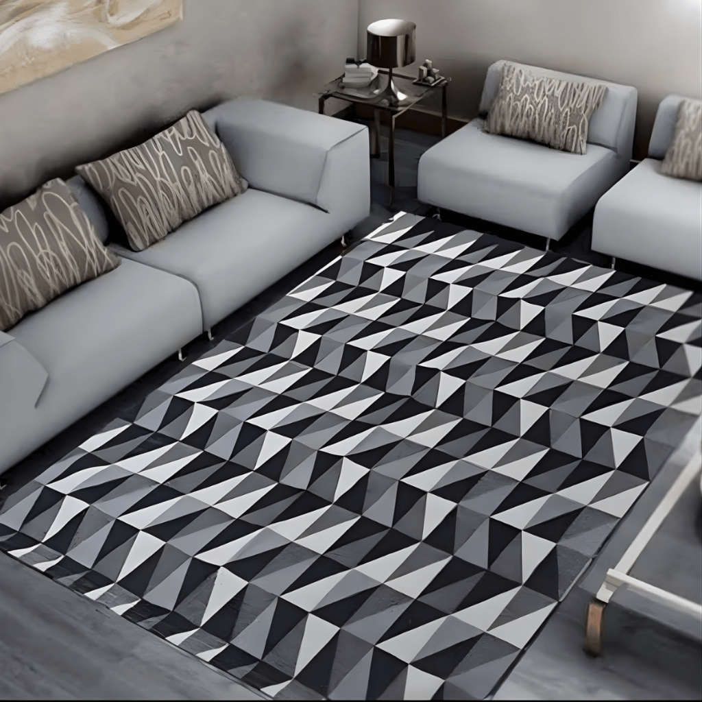 Tapete antiderrapante Geometrico rajado clássico Jacquard para Sala Quarto Escritório 2,00 X 1,40 M