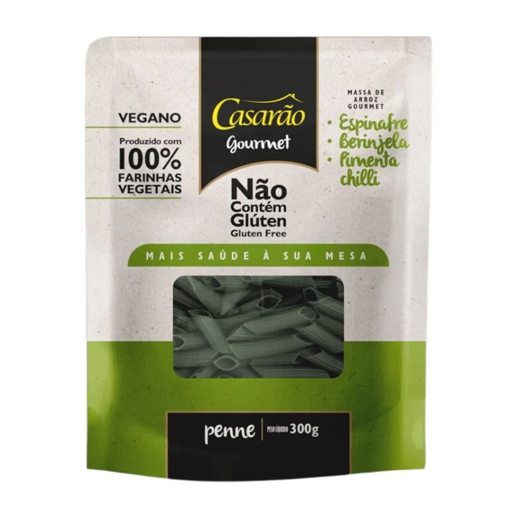 Massa Sem Glúten Penne Espinafre/Beringela Casarão 300g