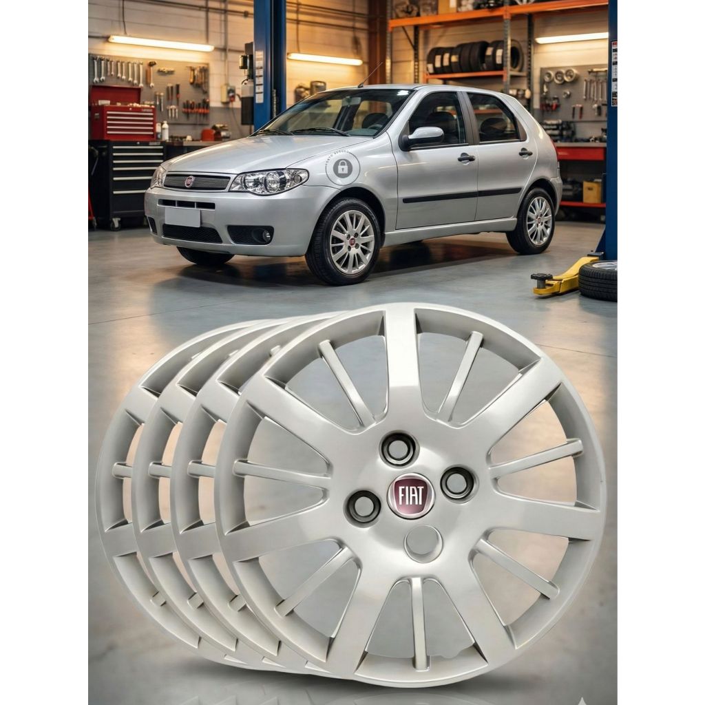 Calota Palio Siena Aro 13 Jogo Com 4 Peças Fiat Para Todos Os Anos Com Emblema de Brinde Calota de roda em Oferta na Shopee