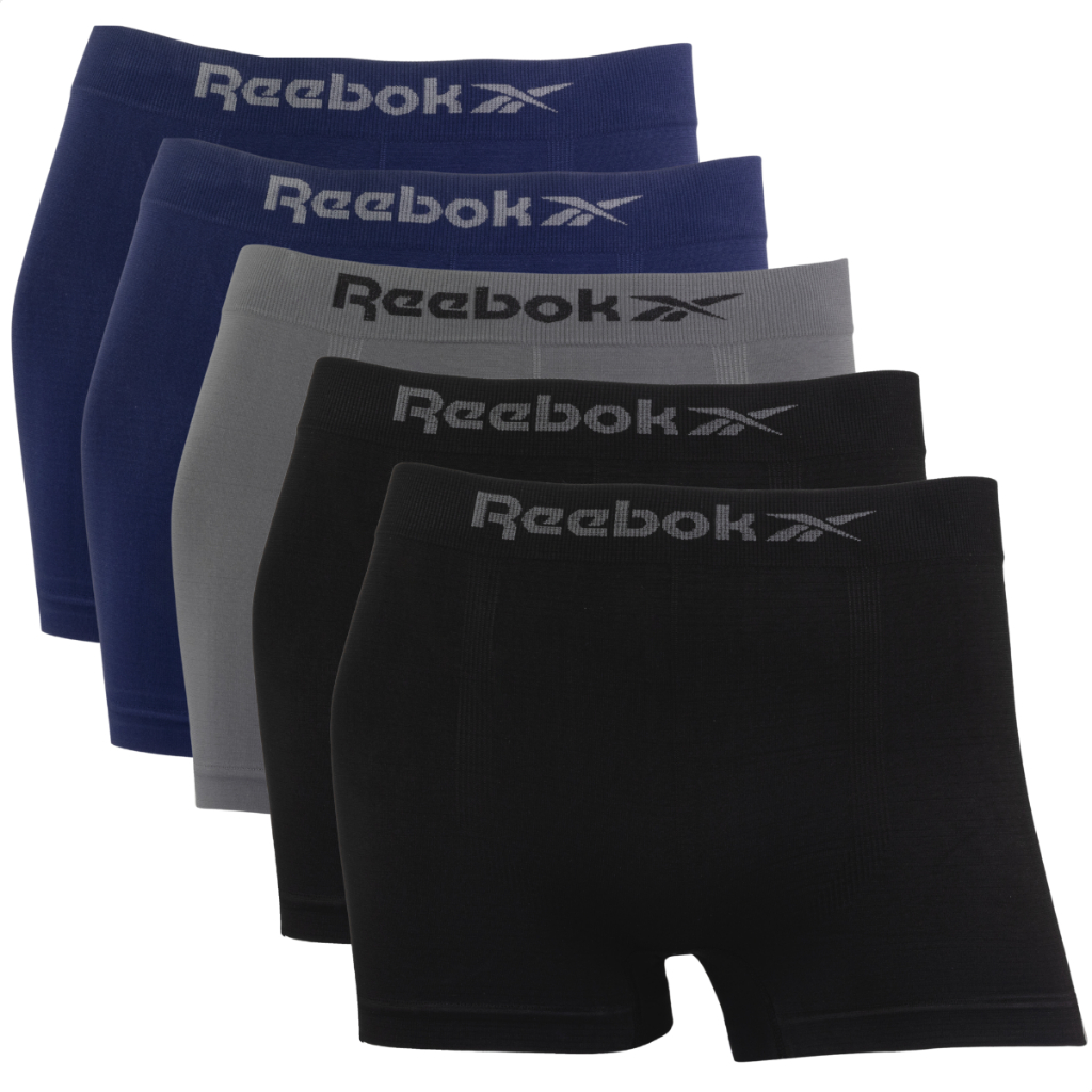 Kit 5 Cuecas Boxer Masculina Reebok Microfibra Premium Lisa