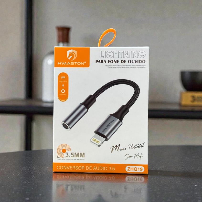 Adaptador Lightning para P2 (3.5mm) – Conversor de Áudio Premium Hi-Fi – Compatível com iPhone 🎧📱
