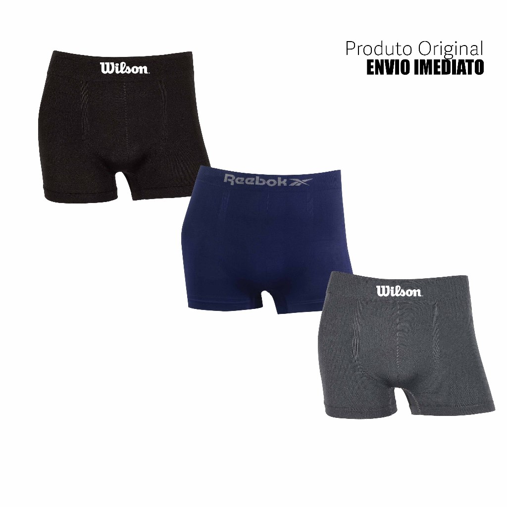 Kit 3 cuecas boxer marca Wilson e Reebok Microfibra Originais