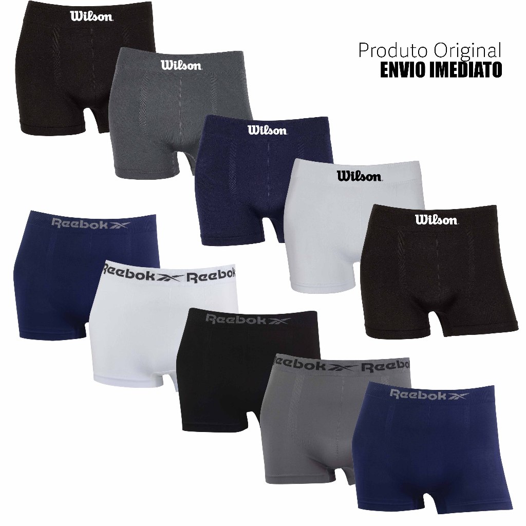 Kit 5 ou 10 cuecas boxer marca Wilson e Reebok Microfibra Originais