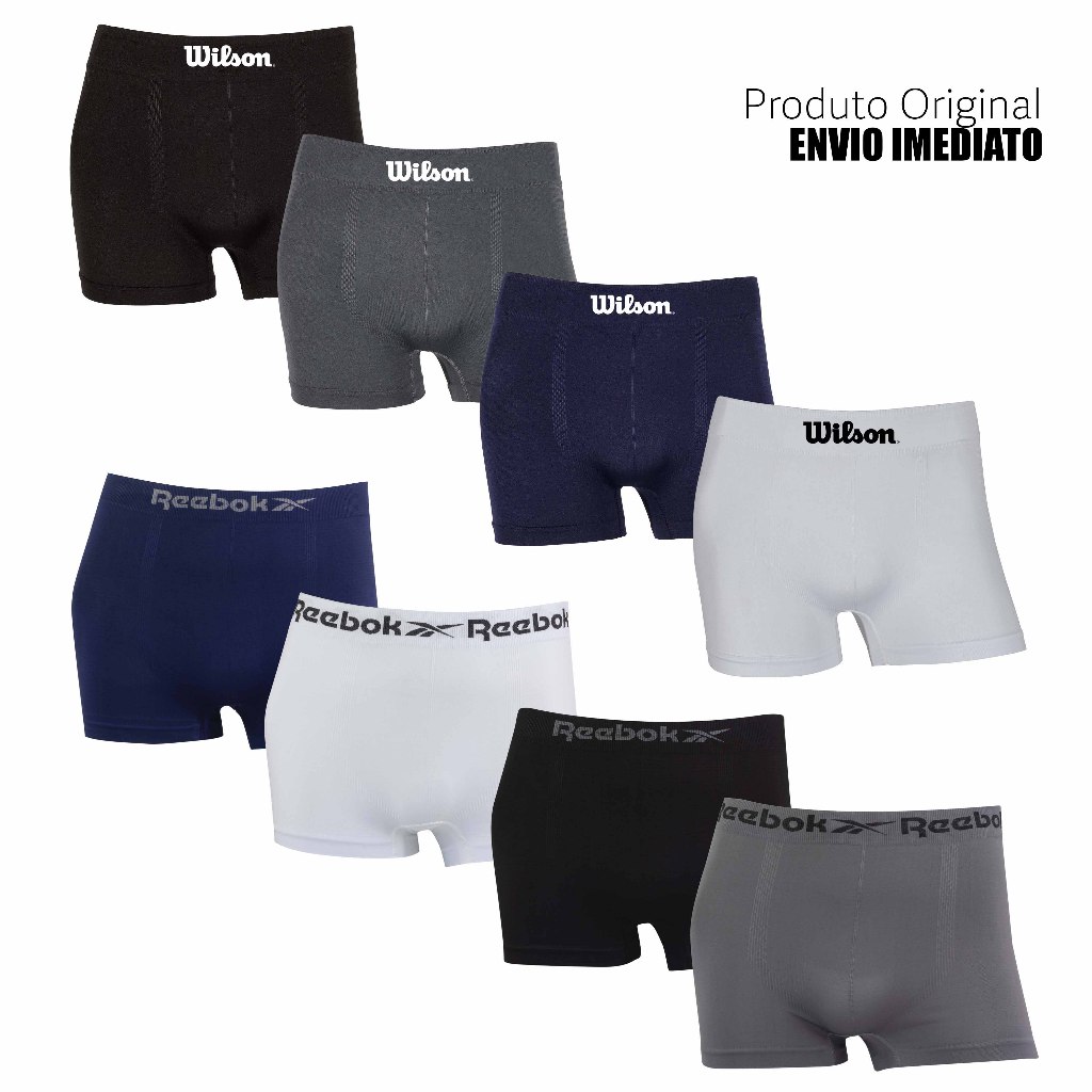 Kit 4 ou 8 cuecas boxer marca Wilson e Reebok Microfibra Originais