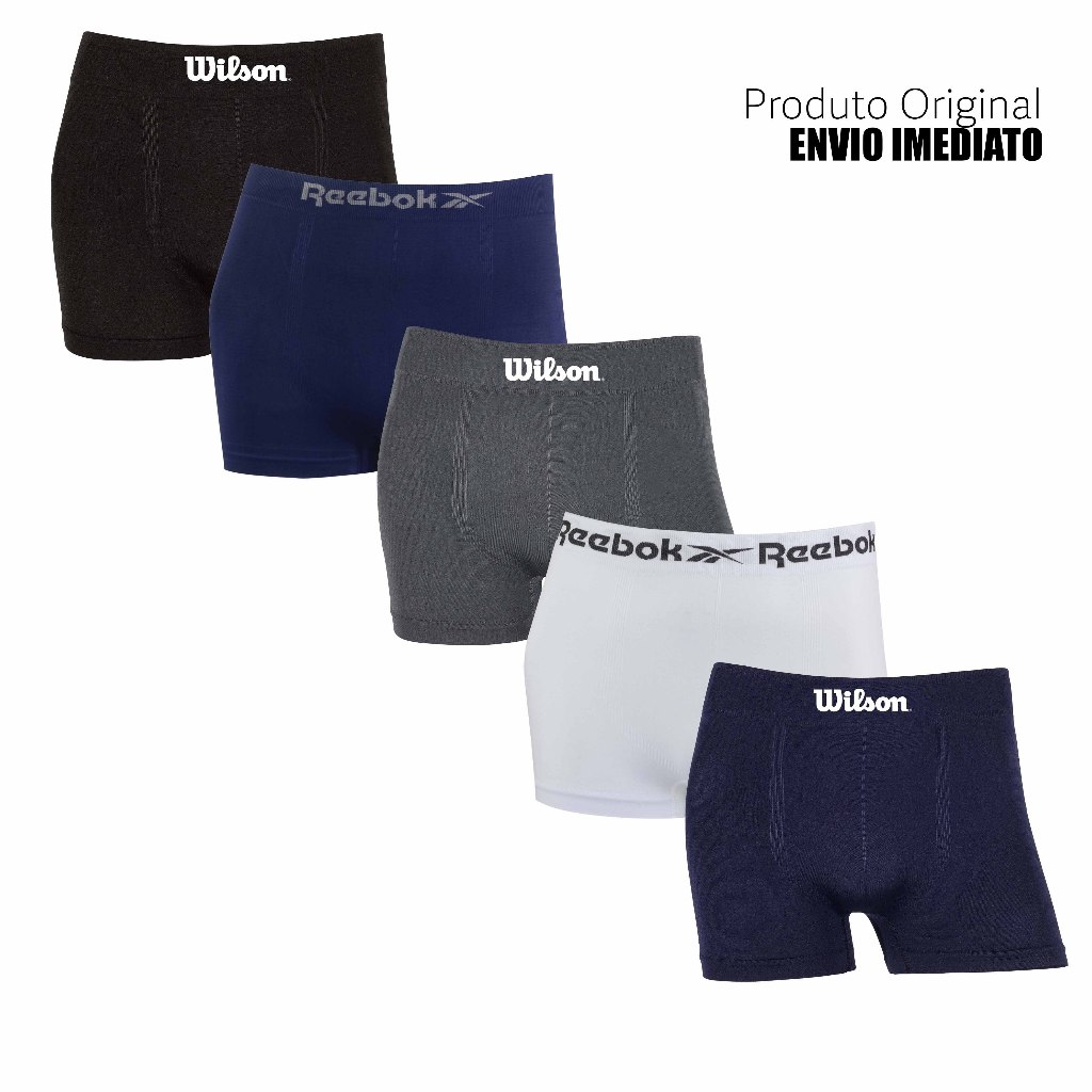 Kit 2 ou 5 cuecas boxer marca Wilson e Reebok Microfibra Originais