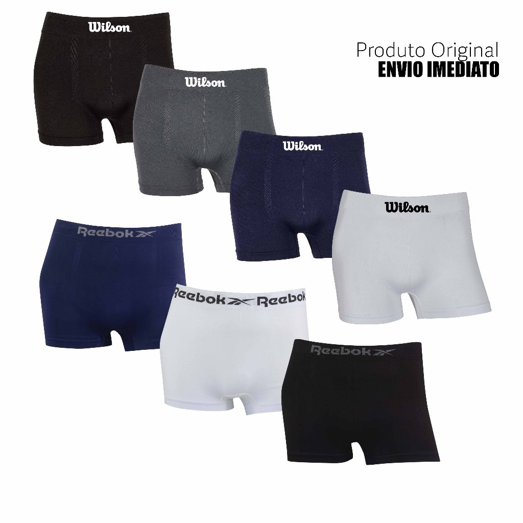 Kit 3 ou 7 cuecas boxer marca Wilson e Reebok Microfibra Originais
