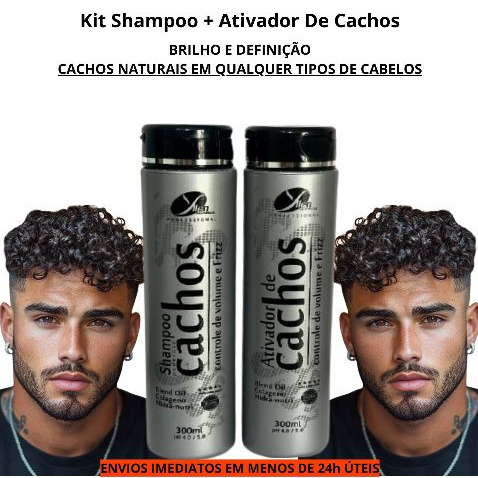 Kit Ativador de Cachos para Homem Definição Imediata Hidratação profunda Antifrizz Masculino 300mL