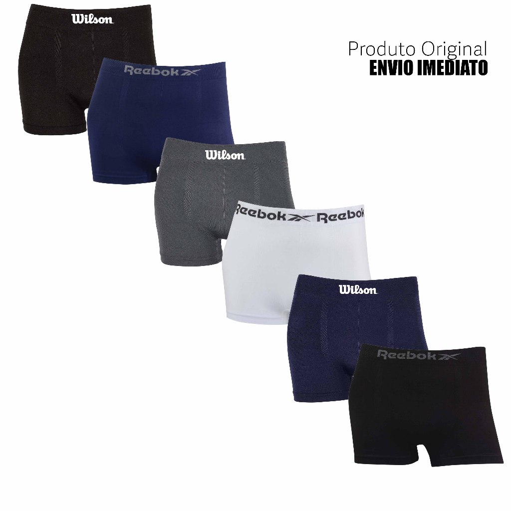 Kit 3 ou 6 cuecas boxer marca Wilson e Reebok Microfibra Originais