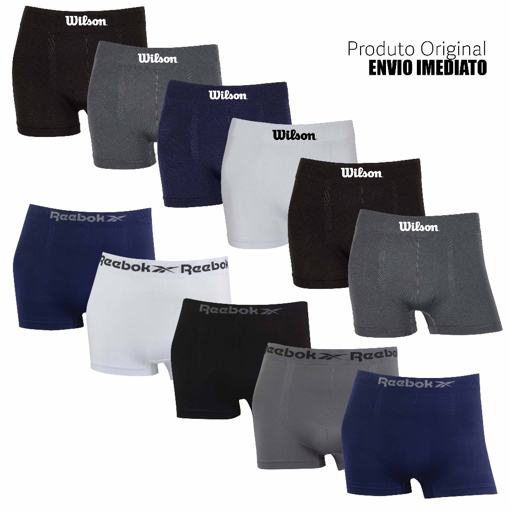 Kit 6 ou 11 cuecas boxer marca Wilson e Reebok Microfibra Originais
