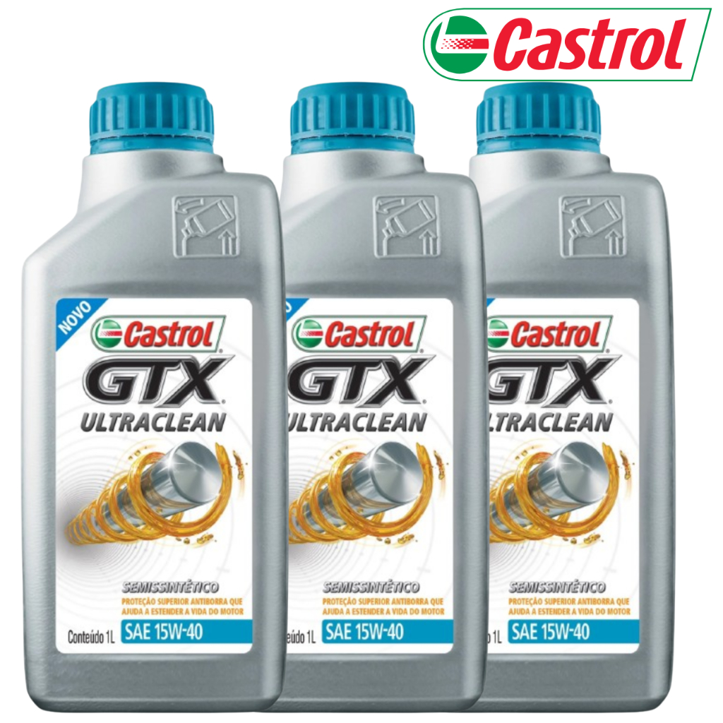 Kit 3 Litros Oleo 15w40 Lubrificante Semi Sintetico Castrol Gtx Anti Borra