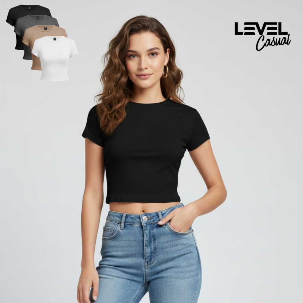 Kit 4 Camiseta Feminina Cropped Suplex Premium Blusinha em Oferta na Shopee